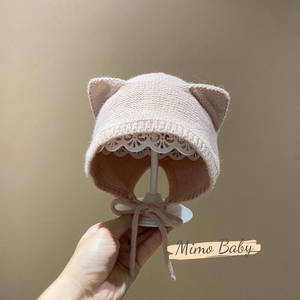 Mũ nón len cột dây tai mèo dễ thương cho bé 5m-2y Mimo baby ML49