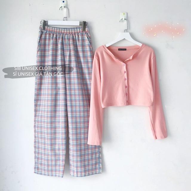 Áo croptop tay dài SIB Clothing ôm body sexy có nút SIB015