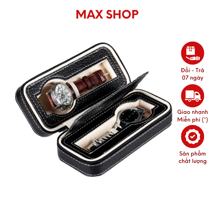 Hộp 2 Ngăn Đựng Đồng Hồ Du Lịch, Công Tác Nhỏ Gọn Da Cao Cấp