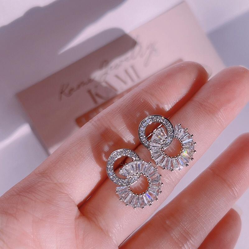 Bông tai xi bạch kim siêu sáng Kami bền màu