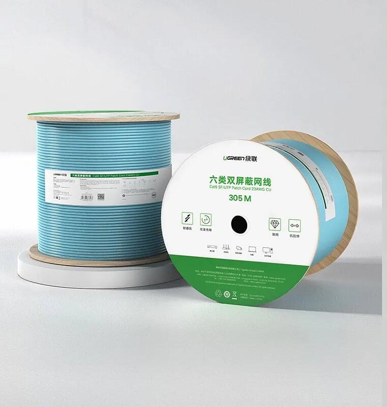 Cáp mạng S/FTP CAT6 0.58mm Pure Copper Wire Core 23AWG  305M  Ugreen 124CC70317NW - Hàng chính hãng