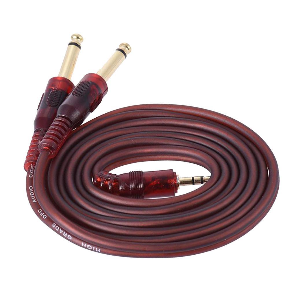 Audio Cable 3.5mm Stereo Plug to Double 6.35mm Plug Computer Mixer Cable