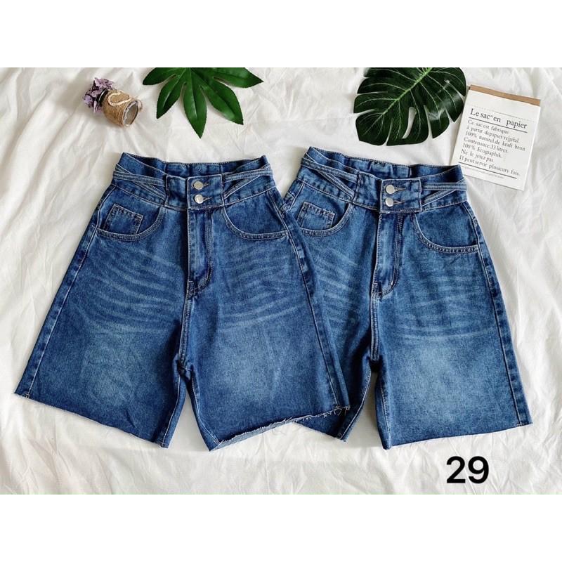 Quần ngố jean nữ size đại lưng cao kiểu lưng dây MS29