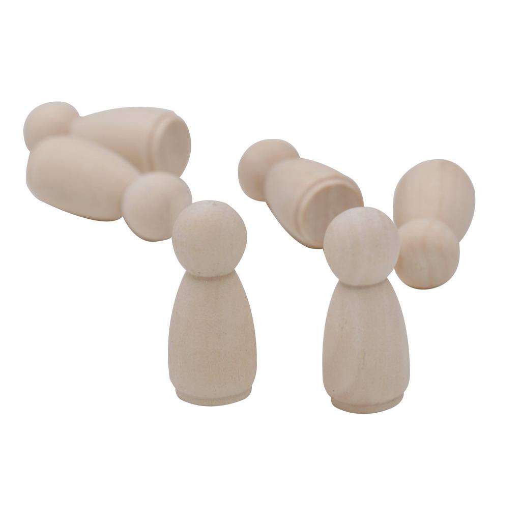 Set 20 Búp Bê Gỗ Màu Trơn Dùng Trang Trí Bánh Kem DIY