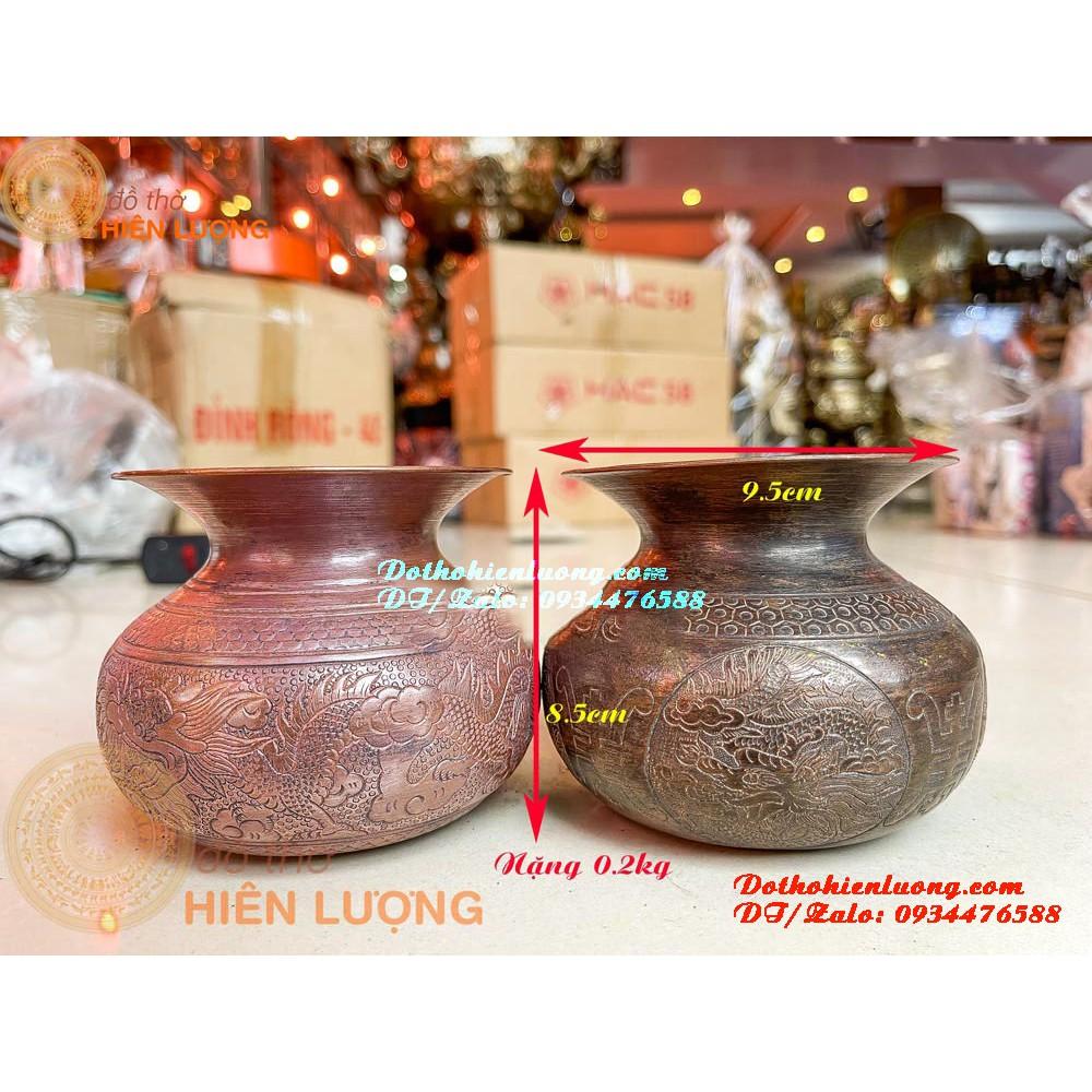 Ống Đựng Bã Trầu Hoa Văn Tứ Linh Chạm Trổ Đẹp Tinh Xảo Kích Thước 8,5x9,5cm - Quà Tặng Ý Nghĩa Cho Người Già