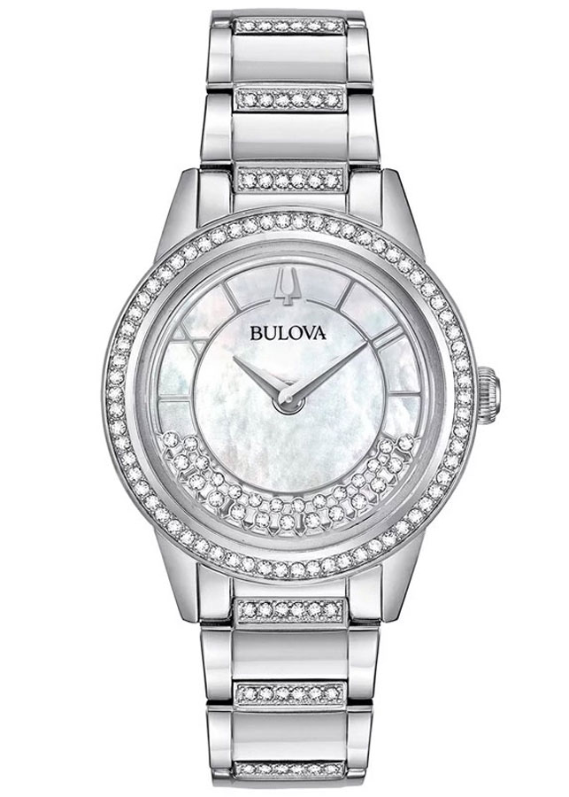 Đồng Hồ Nữ Bulova Đính Đá Swarovski Dây Thép Không Gỉ 96L257 - Mặt Xà Cừ