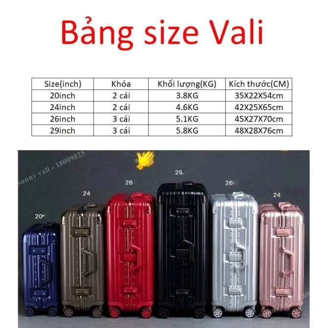 SIZE 24_vali KHUNG NHÔM KHÓA SẬP hàng cao cấp XB1991