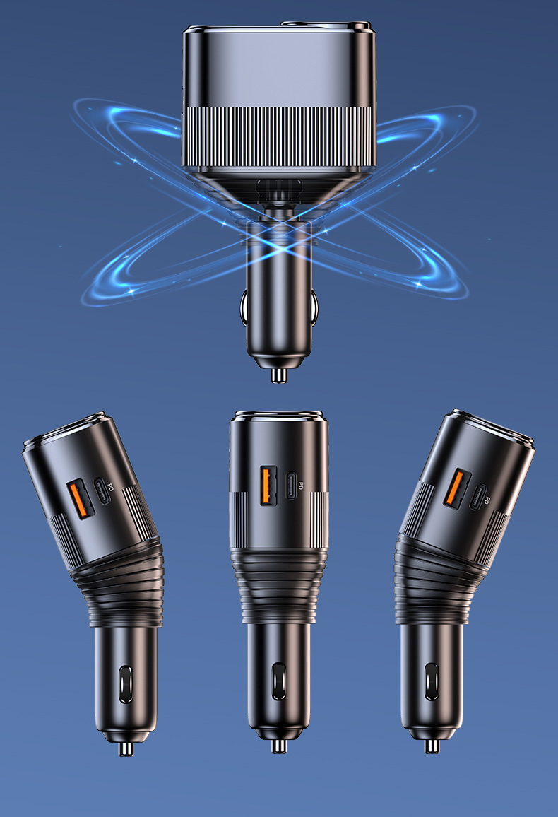 Tẩu Sạc Siêu Nhanh PD 45W Trên Ôtô Công Suất Cao 145W Với 4 Cổng Đa Năng Có Màn Hình Hiển Thị - Hàng Nhập Khẩu