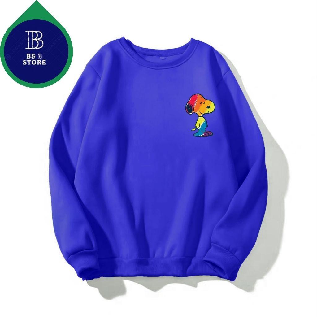 ÁO SWEATER NỈ UNISEX KHÔNG NÓN IN SNOOPE ÁO FORM RỘNG NAM NỮ NHIỀU MÀU CỰC ĐẸP