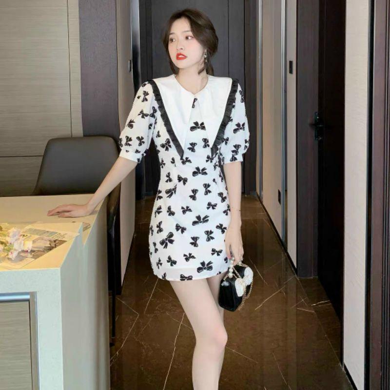 HÀNG NHẬP - ĐẦM VOAN XỐP HT NƠ CỔ NHỌN