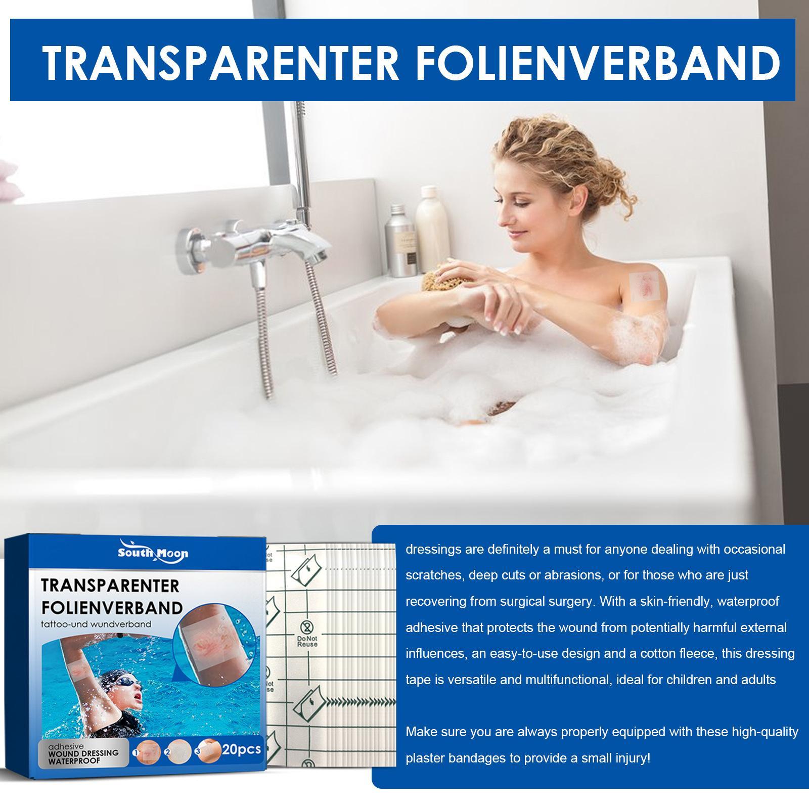 20x Transparent Stretch Adhesive Bandage Showerproof Clear Adhesive Bandages for Showering