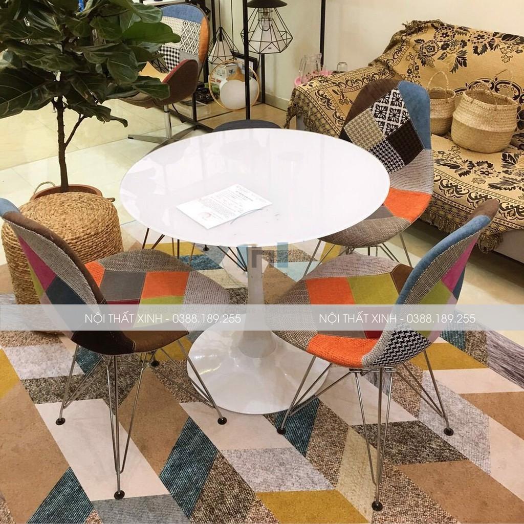 Ghế Eames thổ cẩm chân thép