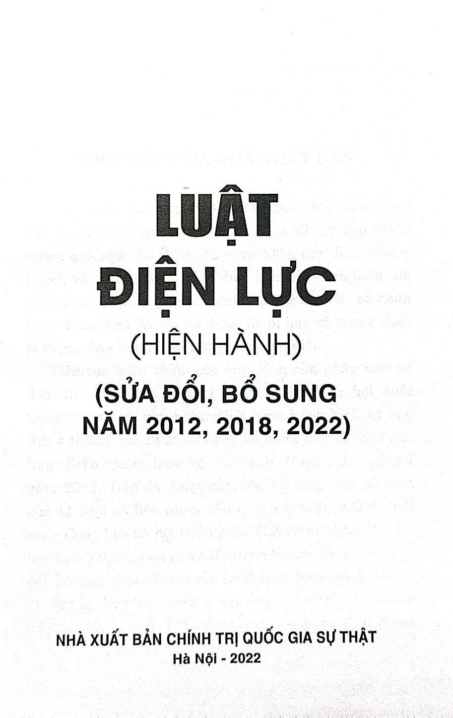 Luật điện lực (hiện hành) (sửa đổi, bổ sung năm 2012, 2018, 2022)