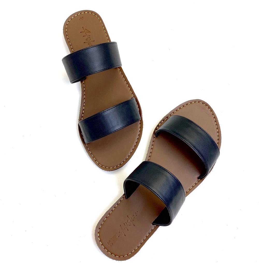 Dép nữ lê thấp dáng sandal đi biển quai ngang đế bệt cao cấp chính hãng có Bigsize S083