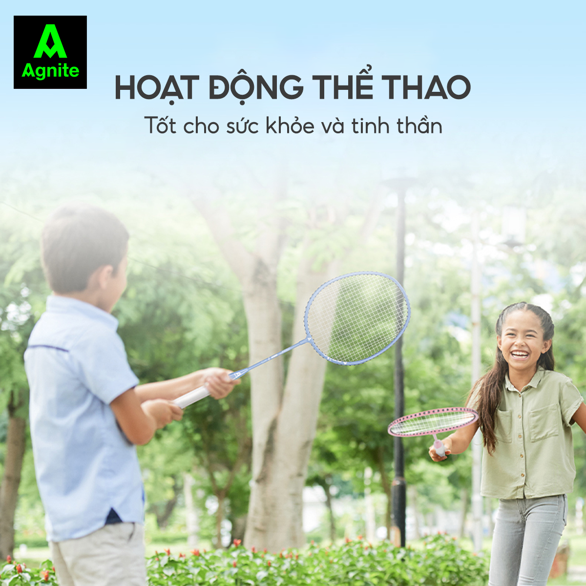 Bộ 2 vợt cầu lông TRẺ EM - HỌC SINH cao cấp Agnite chính hãng, nhẹ, bền, đẹp - tặng kèm hộp cầu, túi cầu và quấn cán vợt