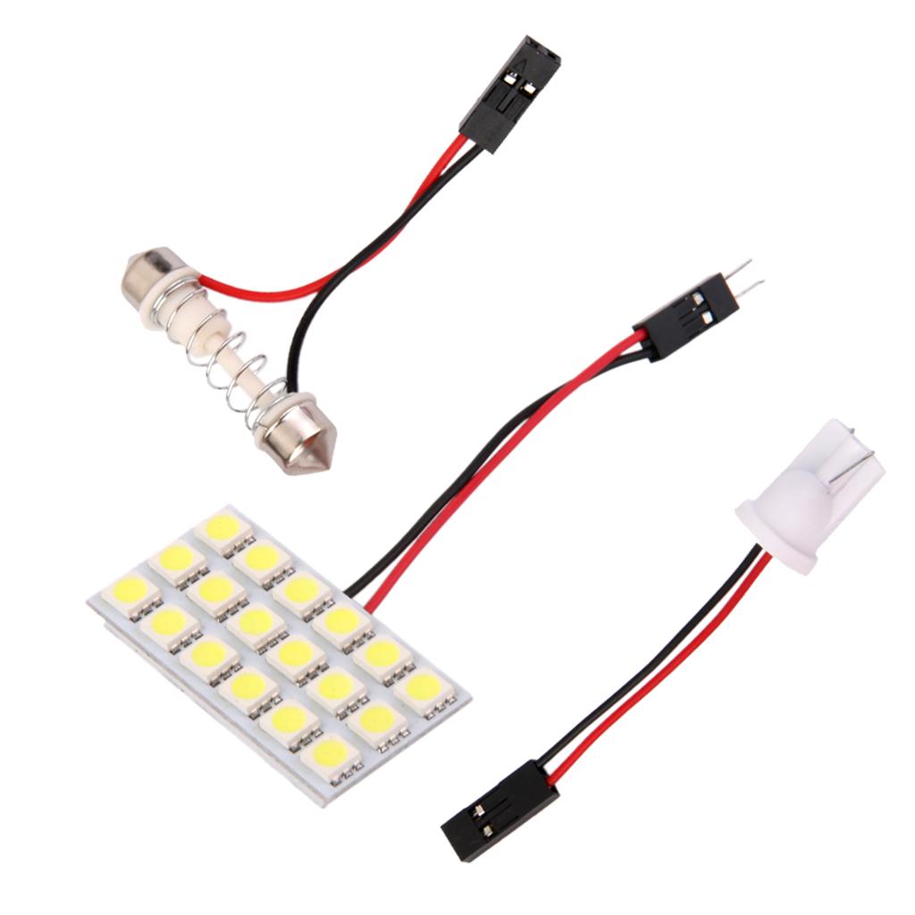 Interior Light Panel 18 SMD LED T10 Dome Bulb BA9S Adapter 12V
