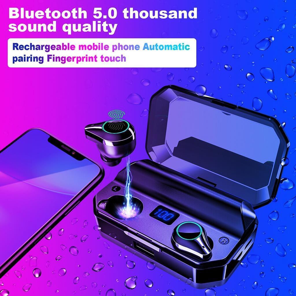 Tai Nghe Bluetooth Cao Cấp 5.0 TWS-T9 Tai Nghe Nhét Tai - Chống Nước IPX7 - Pin 7000Mah - Tự Động Kết Nối - Cảm ứng vân tay- hàng chính hãng -Tặng Một Móc Móc Chìa Khoá LAVATINO