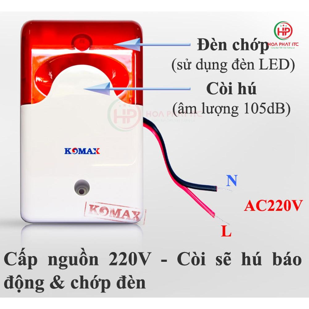 Còi hú kèm đèn chớp 220V Komax KM-A09 - Hàng chính hãng