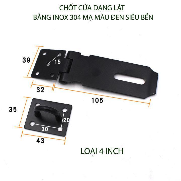 Chốt cửa lật bằng inox 304 mạ màu đen, 3 inch-4 inch-5 inch tùy chọn, dày 2mm
