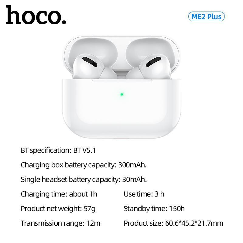 Tai nghe bluetooth true wireless dành cho Hoco ME2 Plus Original series V5.1 (Trắng) - Hàng Chính Hãng