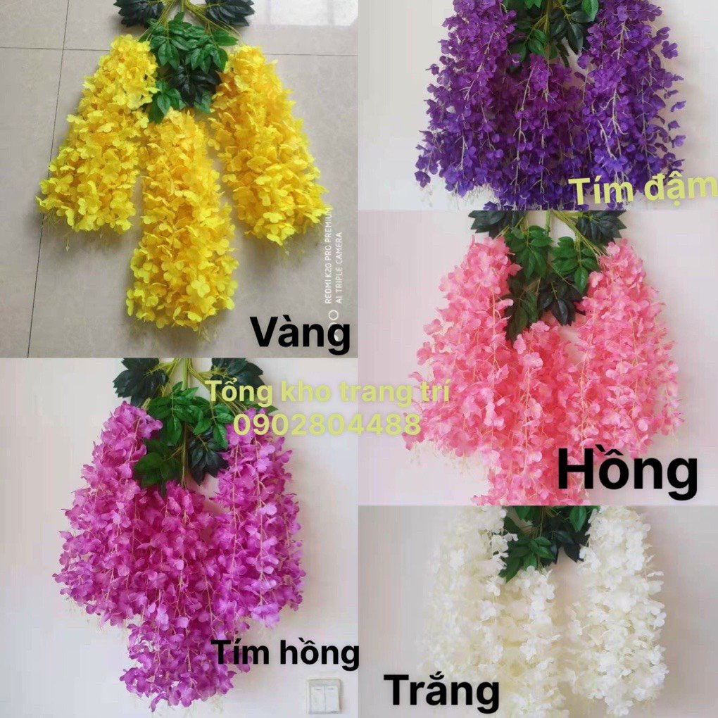Hoa trang trí rủ đằng tử bó 12 cành trang trí decor siêu đẹp, màu sắc bắt mắt, hàng cao cấp
