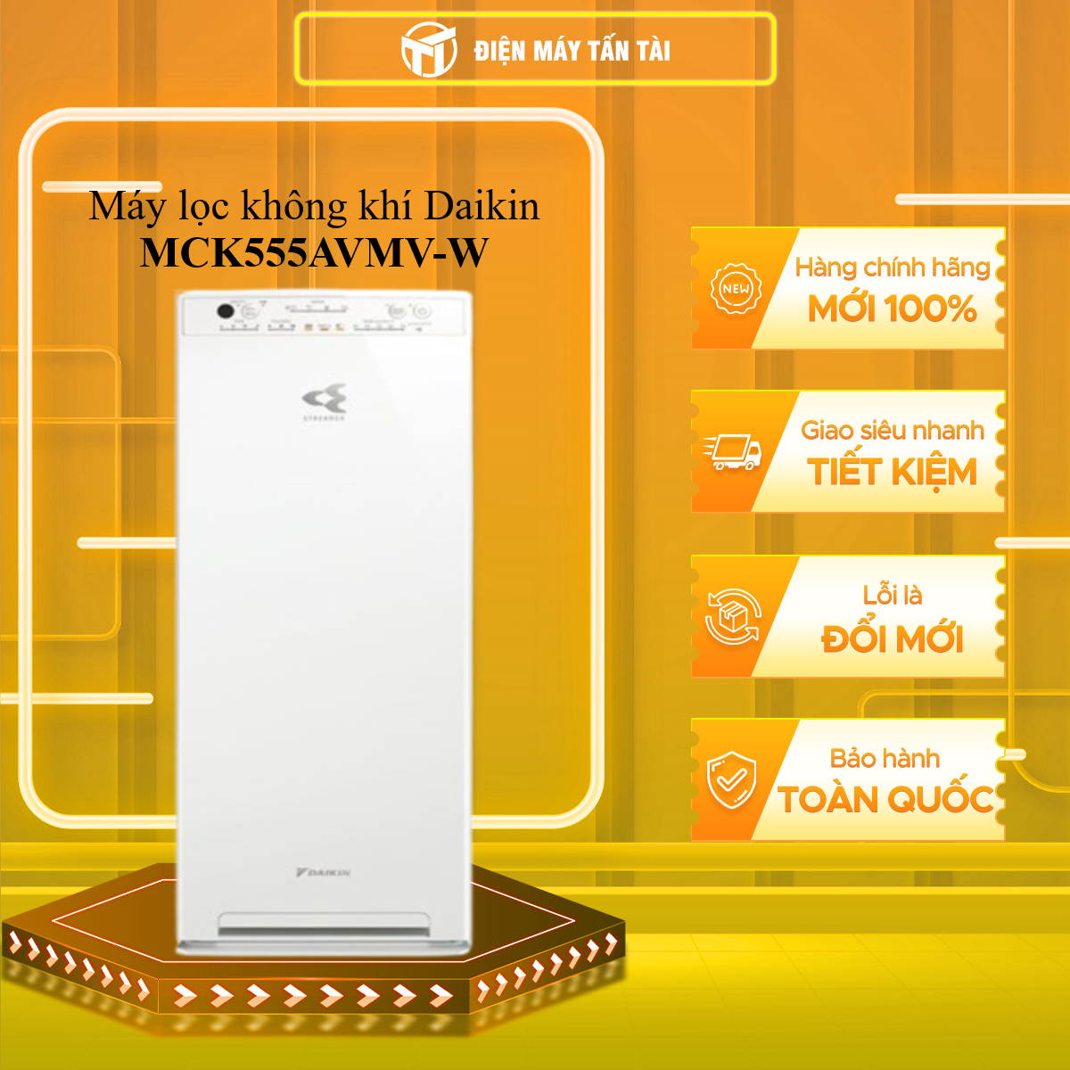 Máy Lọc Không Khí Tạo Ẩm DAIKIN MCK555AVMV-W | MCK555AVMV-T TEFU HEPA, Twin Streamers, ION PLASMA - Hàng Chính Hãng DAIKIN