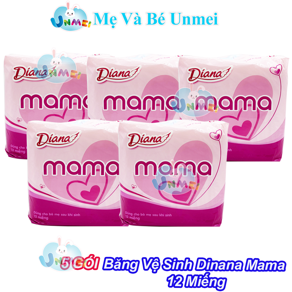 (Combo Tiết Kiệm) Băng Vệ Sinh Diana Mama Dùng Cho Mẹ Sau Sinh 12 Miếng/Gói - Hàng Chính Hãng Tại Mevabeunmei