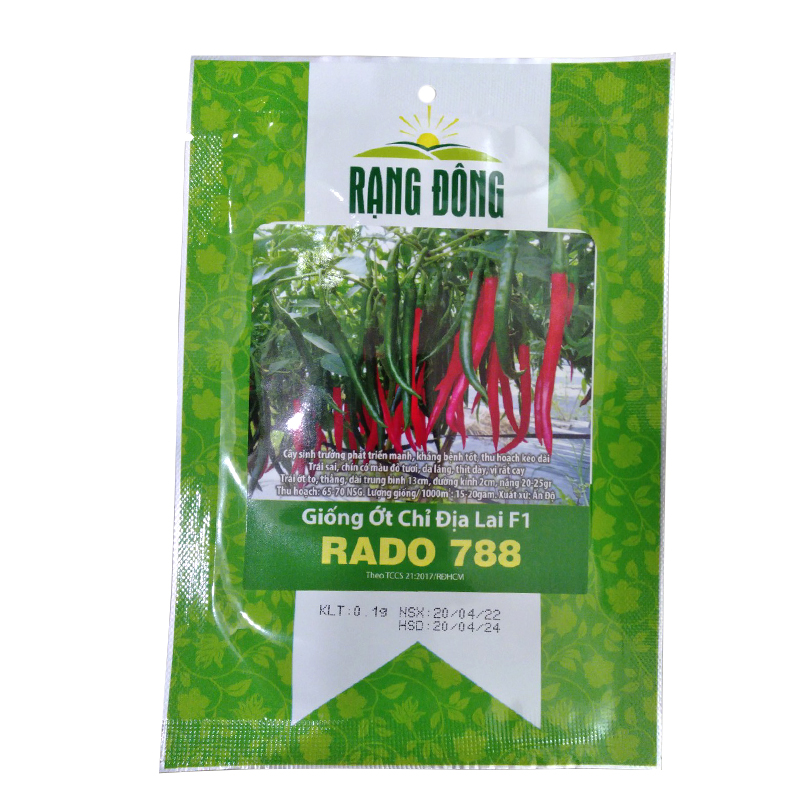 Hạt giống Ớt chỉ địa lai RADO 788 Rạng Đông - Gói 0.1gram