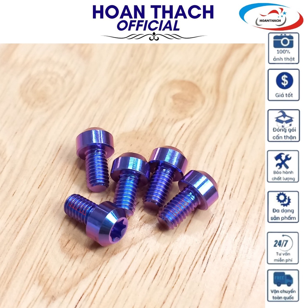 Ốc Titan GR5 6L10 trụ xanh tím dùng cho nhiều dòng xe HOANTHACH SP007832 (giá 1 con)