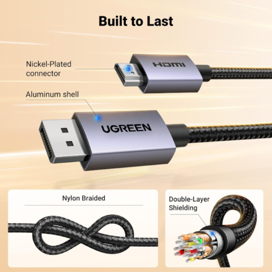 Cáp chuyển đổi Displayport sang HDMI hỗ trợ 4K dài 1.5M Ugreen 1.5m/2m/3m - Hàng chính hãng
