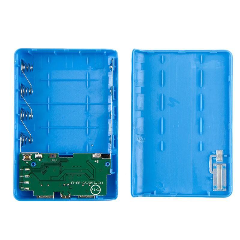 Vỏ sạc dự phòng với hai ổ cắm USB kép 4x 18650 cho điện thoại