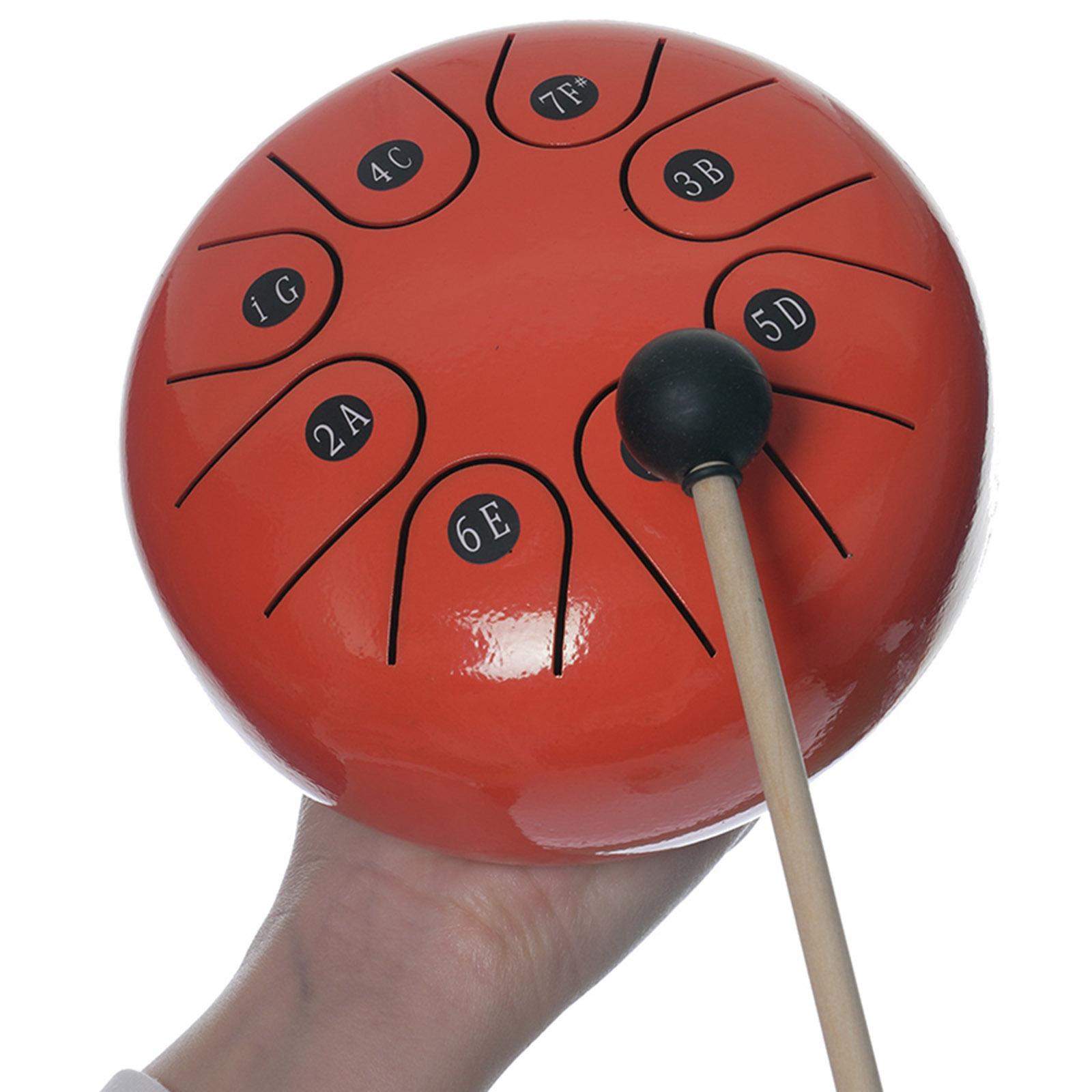 Steel Tongue Drum, 8 Notes 6 inch C-Key Handpan Hand Drums with Travel Bag, Mallets, for Meditation, Entertainment, Music and Gift, Orange