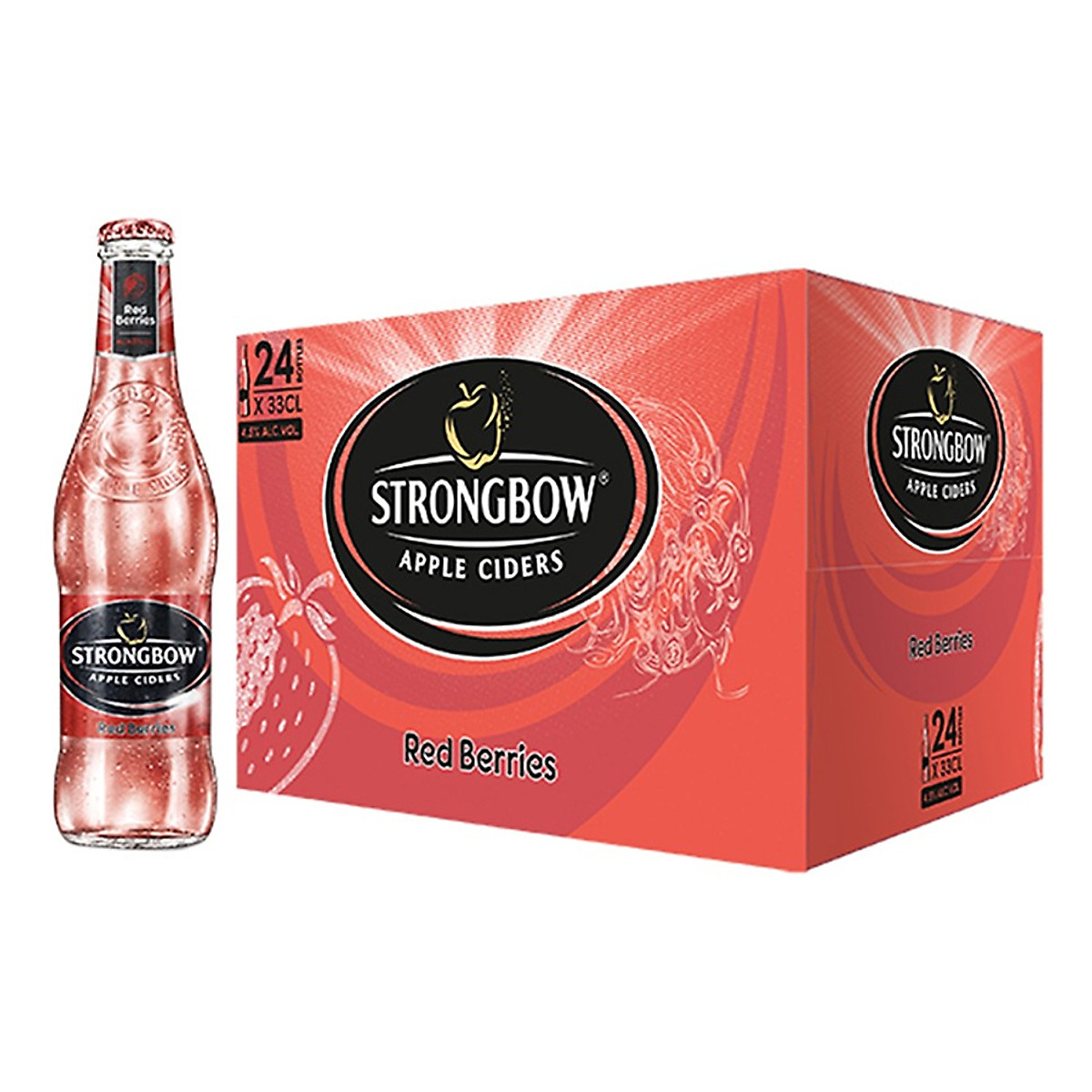 Nước táo lên men Strongbow dâu đỏ 330mL Thùng 24 chai