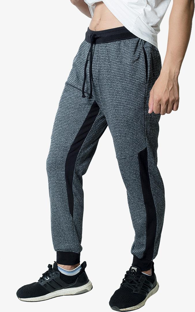 Quần Jogger Nam Narsis G8005 nỉ ghi kẻ đen