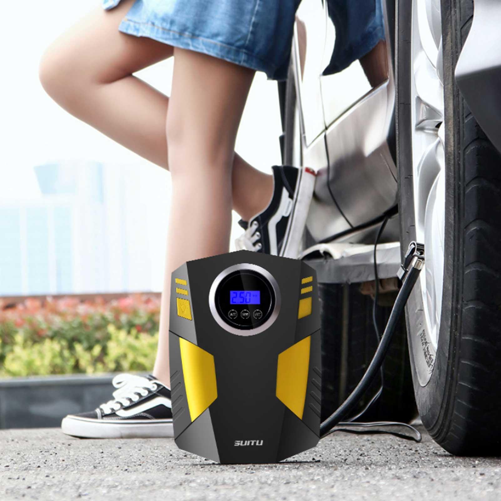 Car Tire Inflatable Pump Portable 12V Air Pump Snap Type Automatically Stop with Night Lamp