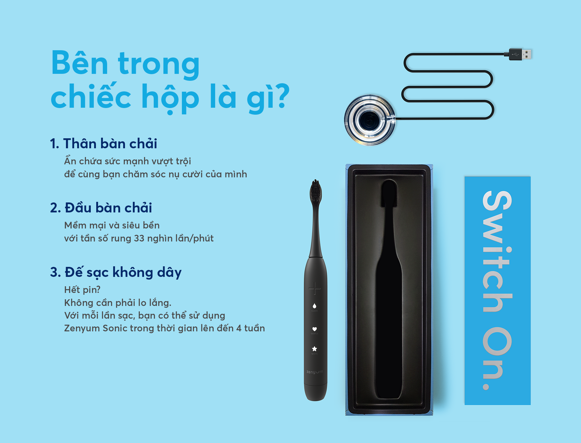 [Chính Hãng] Bàn Chải Đánh Răng Điện Zenyum Sonic T11 - Màu Xanh Dương- Công Nghệ Singapore