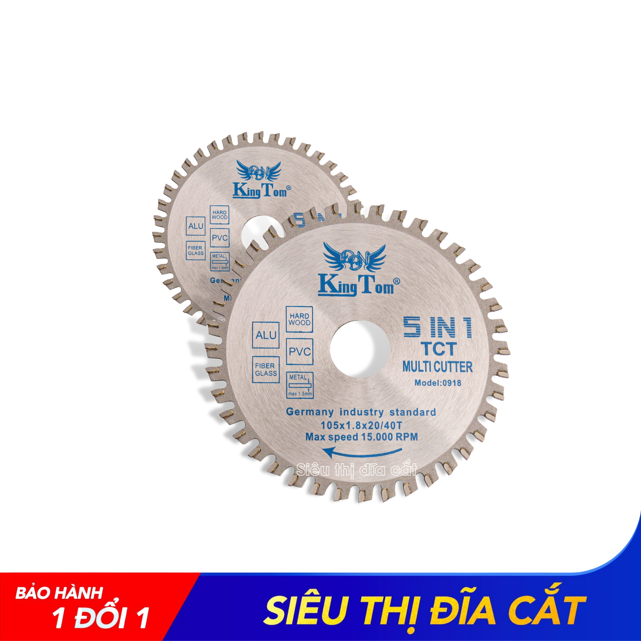 Lưỡi Cắt Gỗ - Nhôm Đa Năng 100-40 Răng (5in1) KingTom - Siêu Bén - Đường Cắt Siêu Mịn