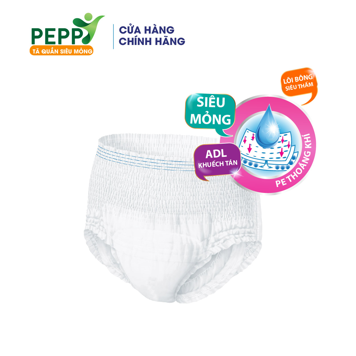 Tã Quần Người Lớn Peppy Siêu Mỏng M8/L7/XL7 miếng