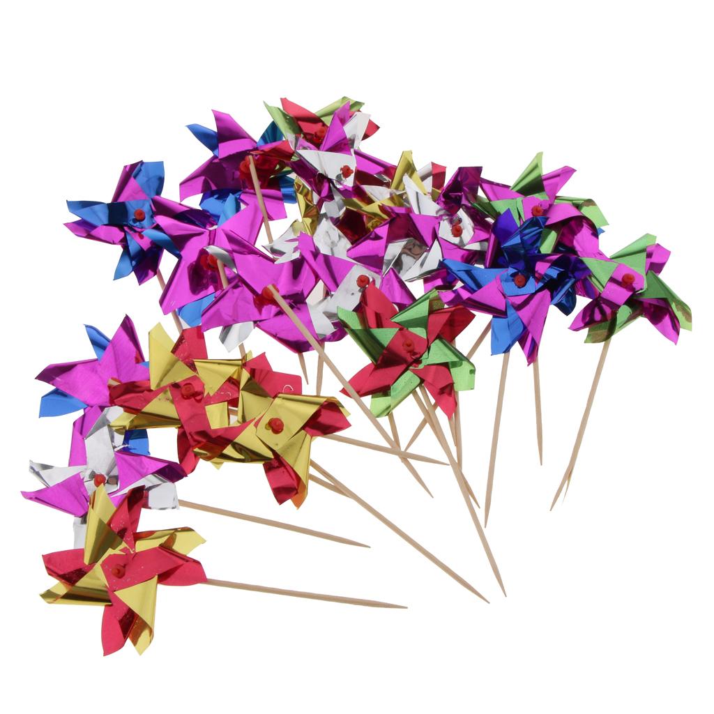 50pcs Foil Windmill Fruit Sticks Cocktail Picks Party Table Decoration