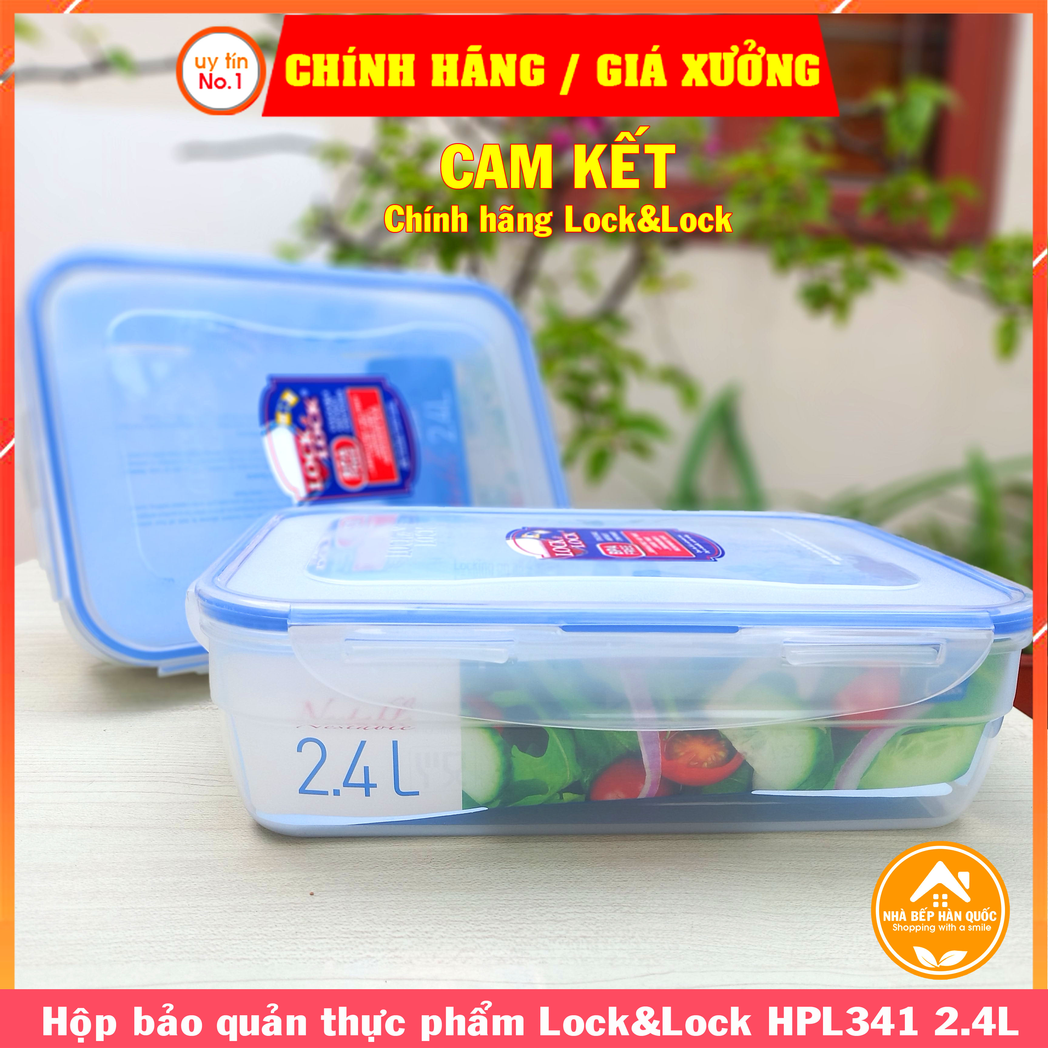 Hộp nhựa đựng thực phẩm Lock&amp;Lock chính hãng HPL341 2400ml