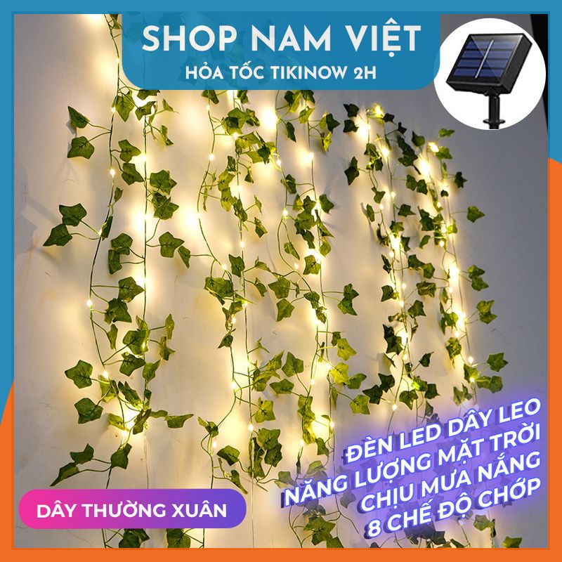 Đèn Led Dây Leo Năng Lượng Mặt Trời Trang Trí Sân Vườn, Ban Công, 8 Chế Độ Chớp - Chính Hãng NAVIVU