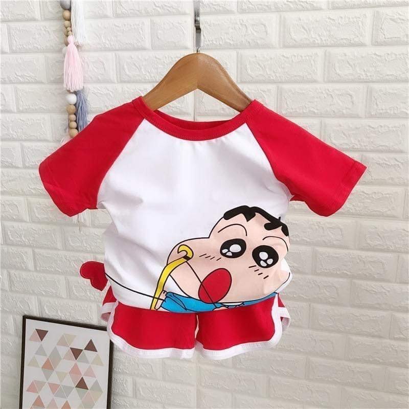 Đồ bộ quần áo cộc tay cho bé trai, bé gái in cu shin mặc cực xinh chất cotton 100% cao cấp - SUMO KIDS