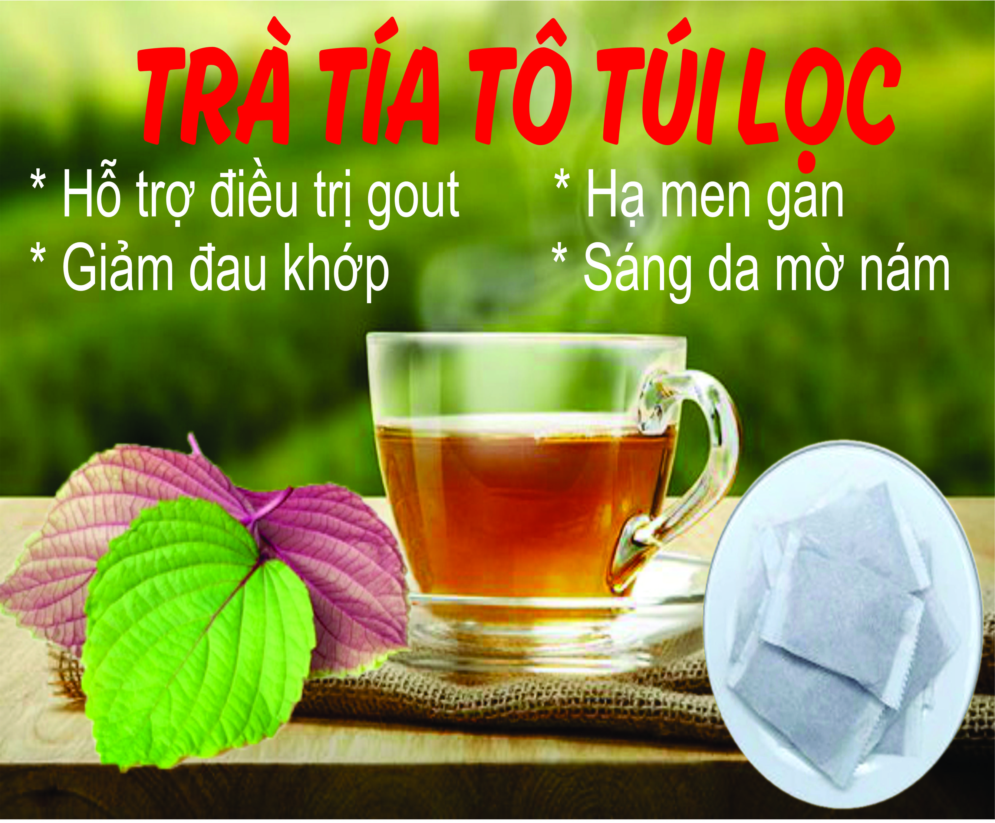 [40 gói] Trà tía tô túi lọc, hỗ trợ trị gút, giải cảm, giảm sốt, ngừa ho hen, hỗ trợ ngừa mề đay, mẩn ngứa, dị ứng