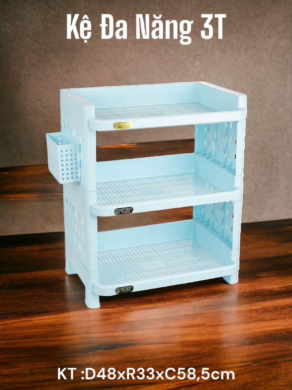 KỆ ĐA NĂNG 3 TẦNG KỆ ĐỰNG CHÉN BÁT CÓ GIỎ ĐỂ ĐŨA THÌA - KỆ NHÀ BẾP M5528