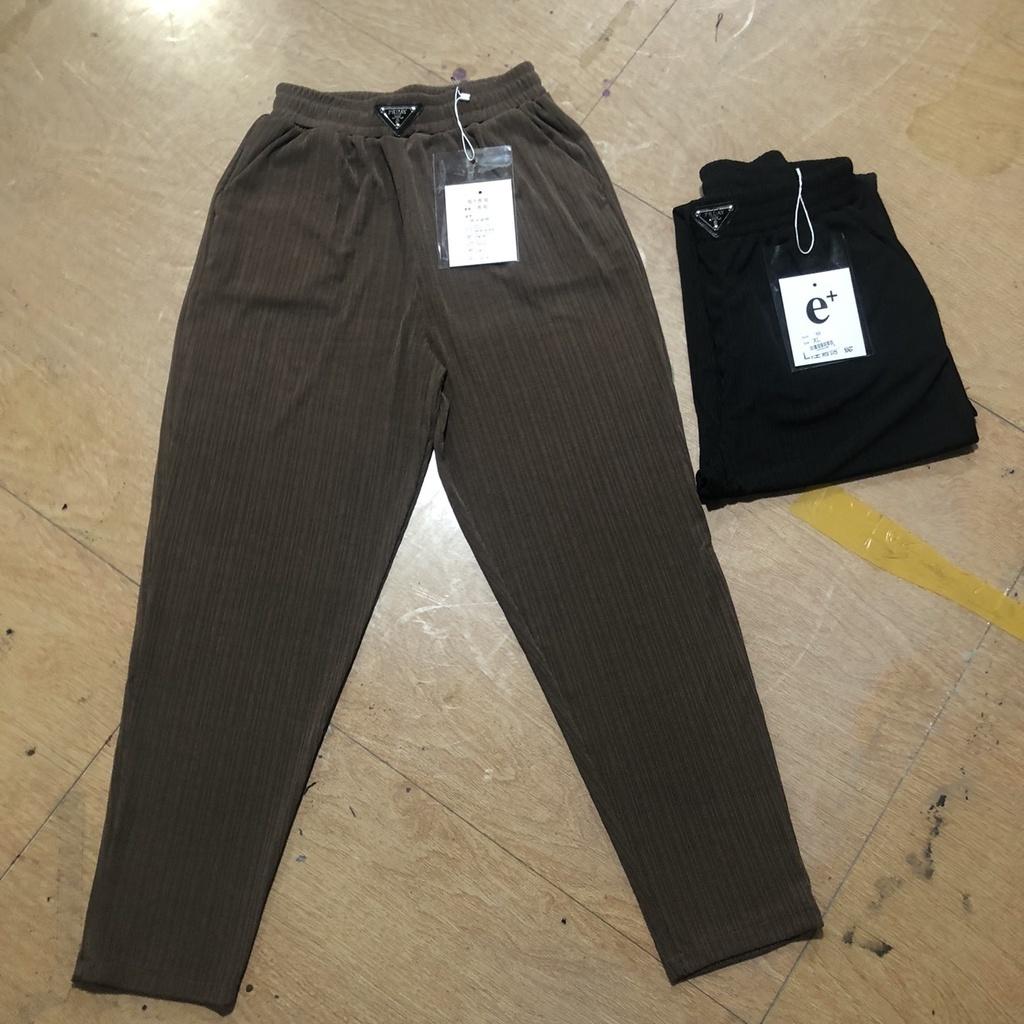 Quần Baggy nữ chất nhăn lạnh, quần bom nữ xếp ly cạp chun vải nhăn, siêu nhẹ siêu mát, dáng Quảng Châu găn tag mẫu mới