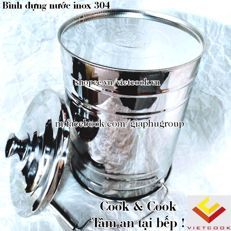 Bình sữa inox 304, bình inox 304 đựng nước canh, nước dùng, nước phở, thực phẩm dung tích 10, 15 lít có nắp