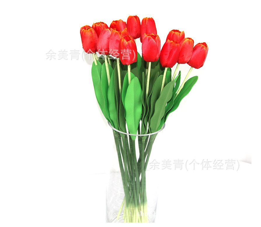 Hoa giả-Cành Hoa Tulip Đơn màu Đỏ hoàng hôn