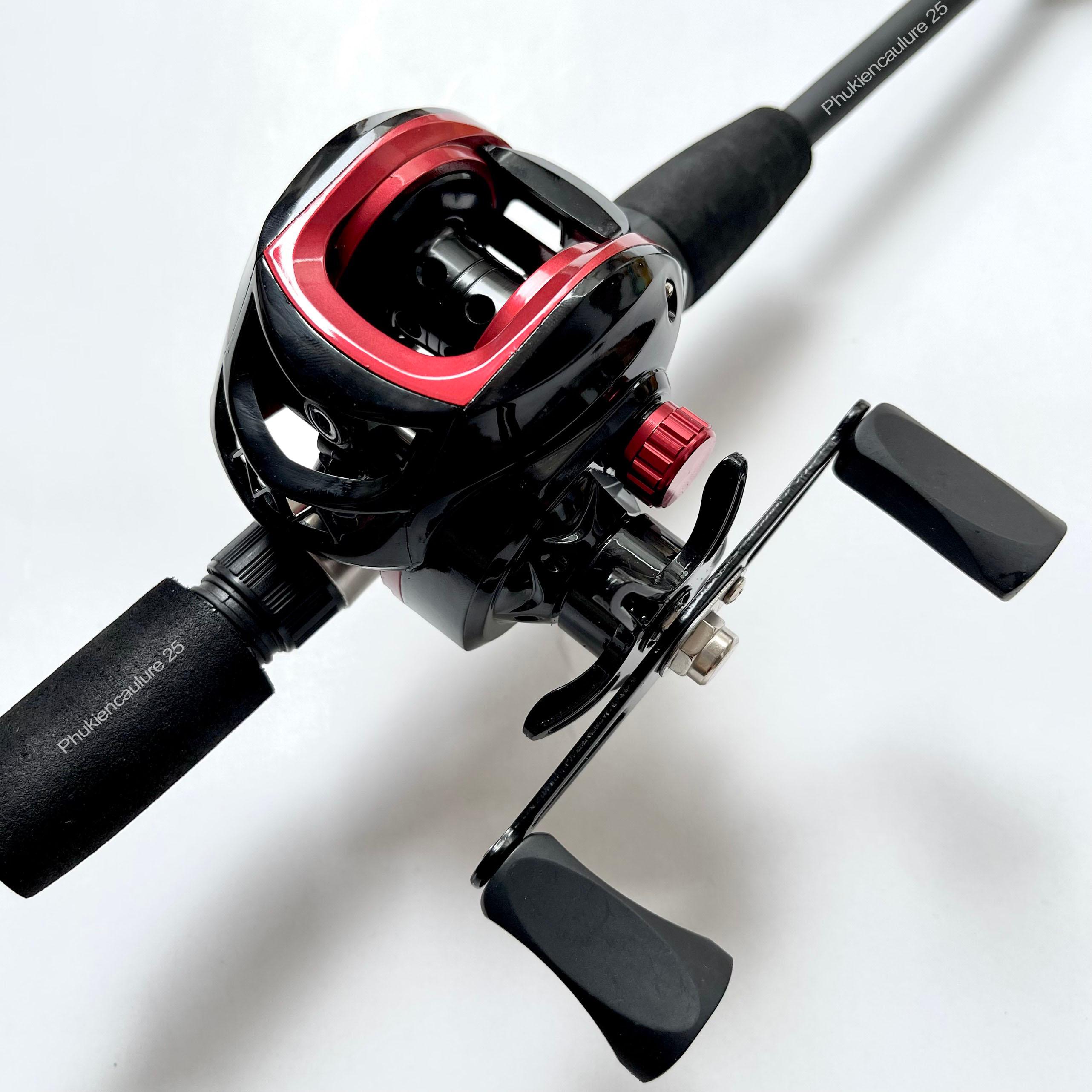 Bộ cần câu lure Rise Spin siêu rẻ, khỏe đi kèm máy câu ngang và đứng phối màu cực chất, tặng kèm dây và bộ mồi lure