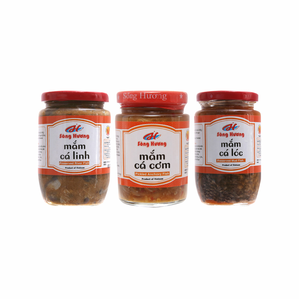 Combo 1 Hũ Mắm Cá Linh 400g + 1 Hũ Mắm Cá Cơm 440g + 1 Hũ Mắm Cá Lóc 430g Sông Hương Foods