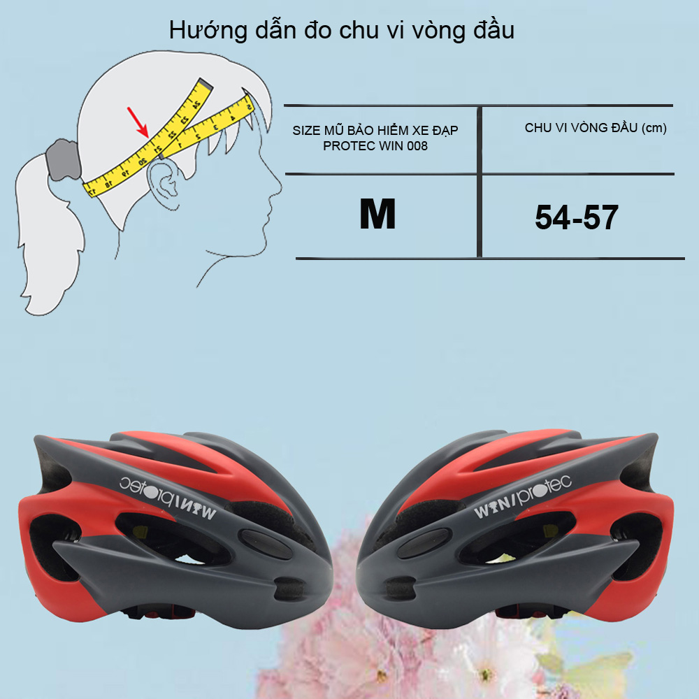 Mũ Bảo Hiểm Xe Đạp Dành Cho Tuổi Teen Protec Win 008, Nón Bảo Hiểm Xe Đạp Protec Năng Động, Cá Tính, Size M - Hàng Chính Hãng